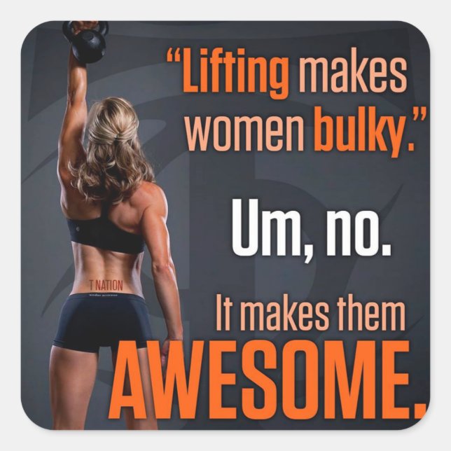 Sticker Carré Lifting rend les femmes géniales - Gym Inspiration (Devant)