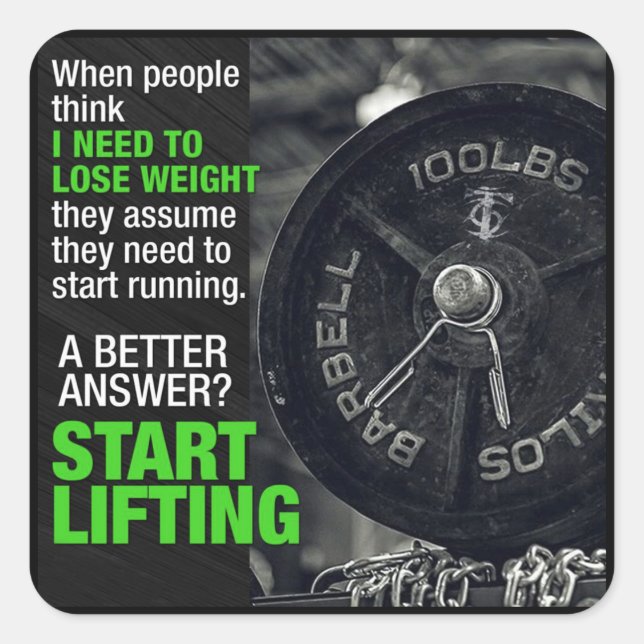 Sticker Carré Lifting vs Running - Motivation de l'entraînement (Devant)