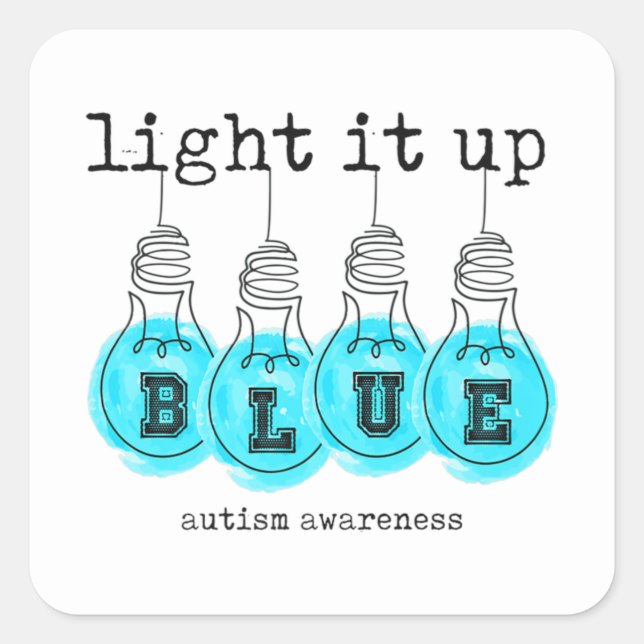 Sticker Carré Light It Up Blue Sensibilisation sur l'autisme Pre (Devant)