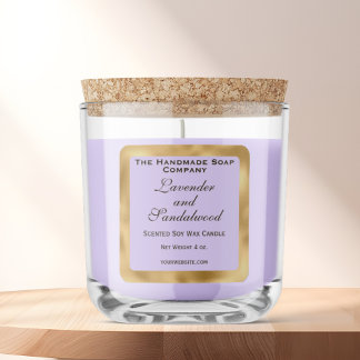 Sticker Carré Light Purple and Gold Foil Candle Label