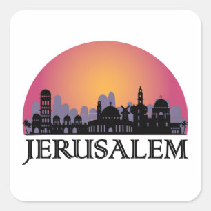Sticker Carré Ligne aérienne Jérusalem - Voyage Israël