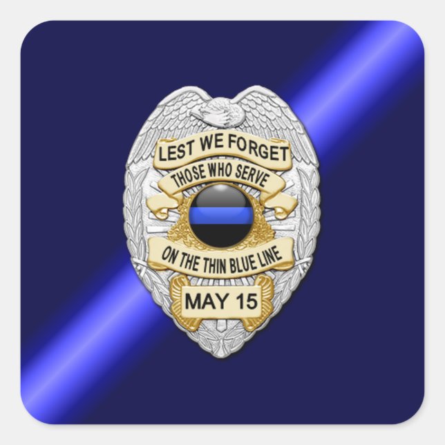 Sticker Carré Ligne bleue mince (Devant)