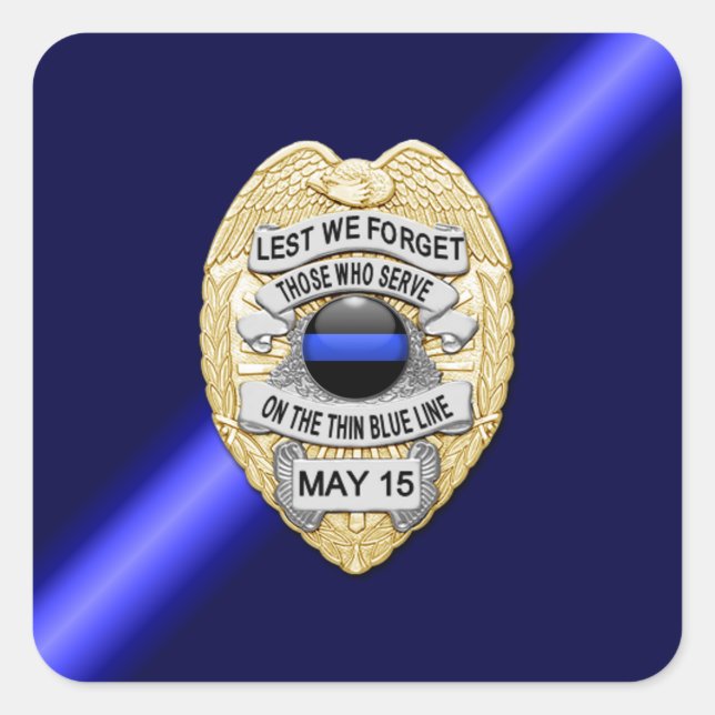 Sticker Carré Ligne bleue mince (Devant)