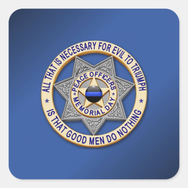 Sticker Carré Ligne bleue mince (Devant)