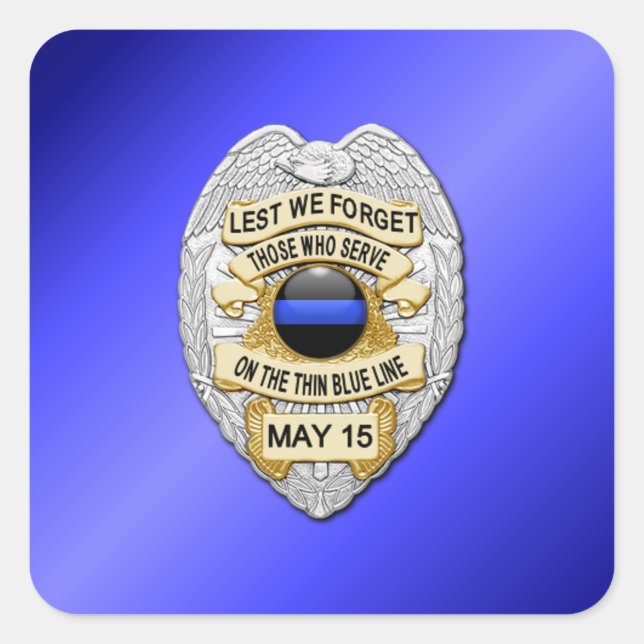 Sticker Carré Ligne bleue mince (Devant)