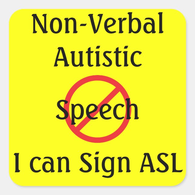 Sticker Carré Ligne d'alerte médicale pour autistes non verbaux (Devant)