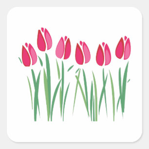 Sticker Carré Ligne De Tulipes