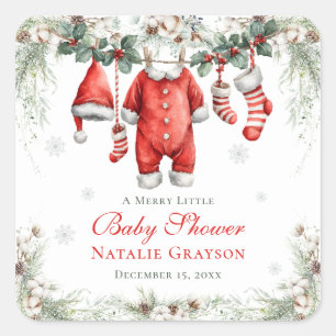Sticker Carré Ligne de vêtements de bébé pour la fête de Noël Me