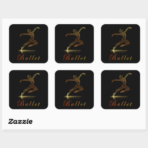 Sticker Carré Ligne d'or Ballet Danseuse masculine Illustration