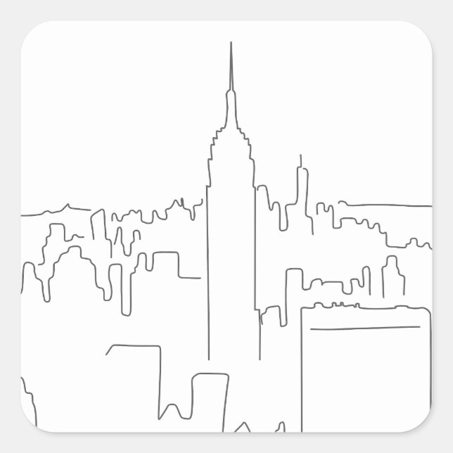Sticker Carré Ligne minimale de New York (Devant)