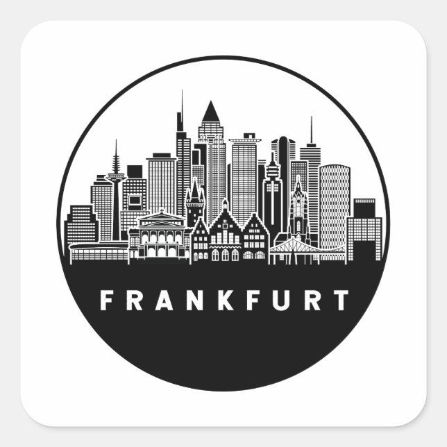 Sticker Carré Ligne Skyline Francfort-Allemagne (Devant)