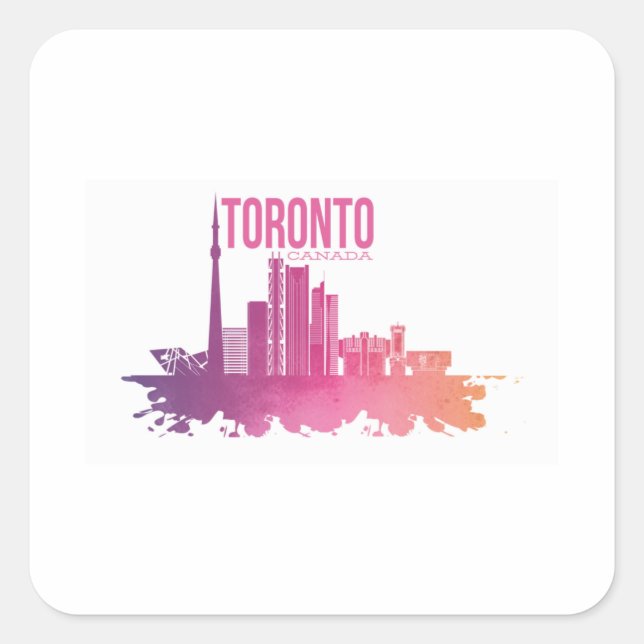 STICKER CARRÉ LIGNE SKYLINE TORONTO CANADA (Devant)