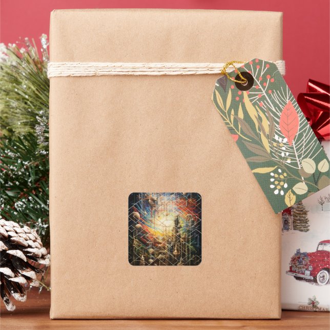 Sticker Carré Lignes aériennes urbaines Abstraites rétro (vacances)