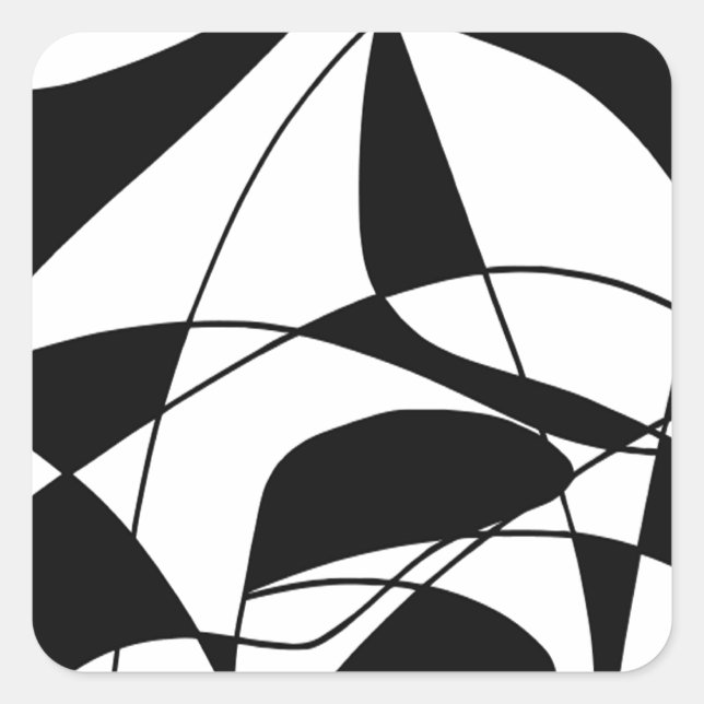 Sticker Carré Lignes noires et blanches, motif d'impression coul (Devant)
