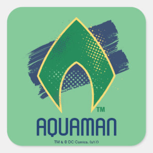 Sticker Carré Ligue de Justice   Symbole Aquaman à demi-teintes 