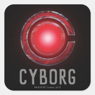 Sticker Carré Ligue de Justice   Symbole Cyborg brillant