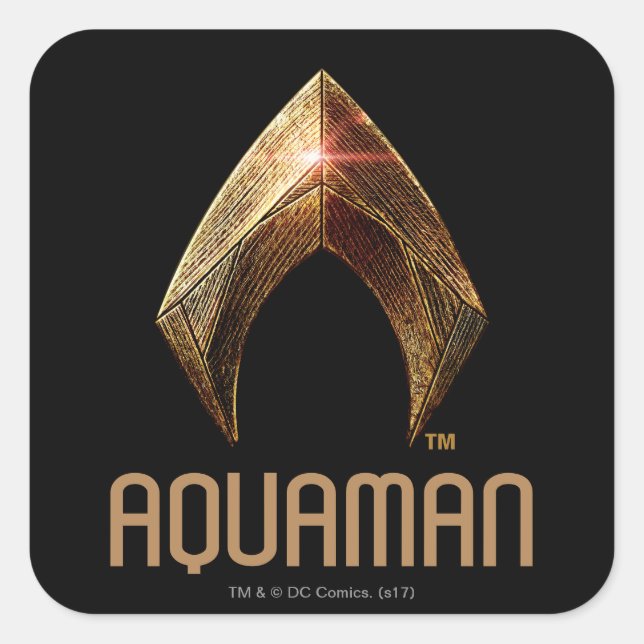 Sticker Carré Ligue de Justice | Symbole d'aquaman métallique (Devant)