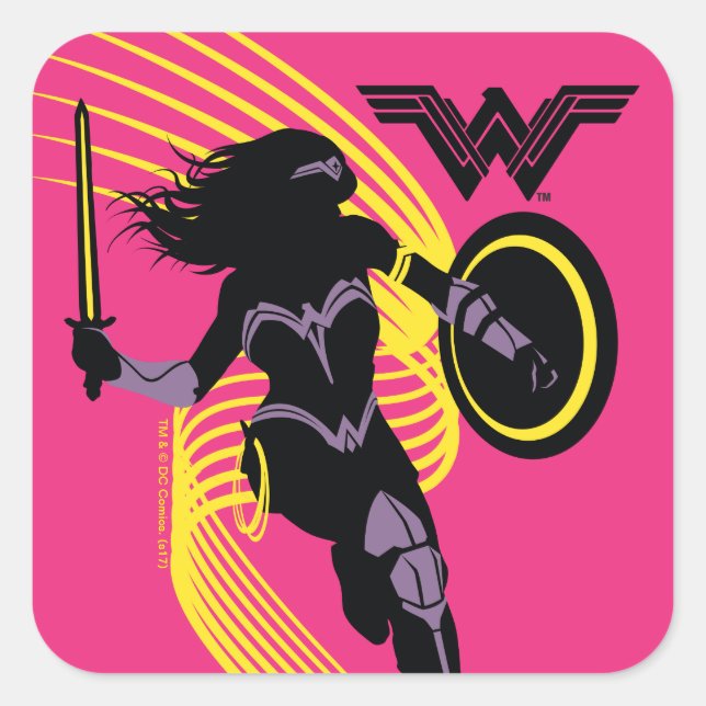 Sticker Carré Ligue de Justice | Wonder Woman Icon Silhouette (Devant)
