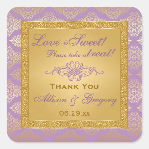 Sticker Carré Lilac, FAUX Parties scintillant, Damask Candy Buff