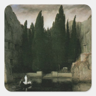 Sticker Carré L'île des morts par Arnold Bocklin, Symbolisme Art