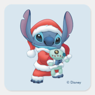 Sticker Carré Lilo et Stitch  Stitch du Père Noël