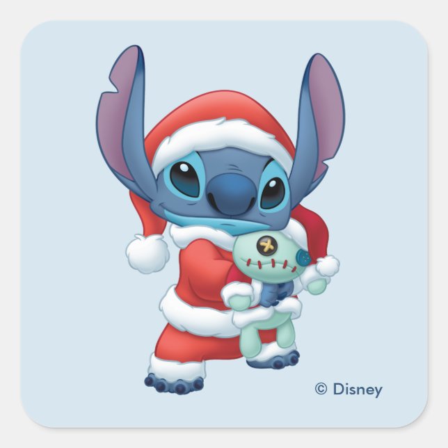 Sticker Carré Lilo & Stitch | Santa Claus Stitch (Devant)