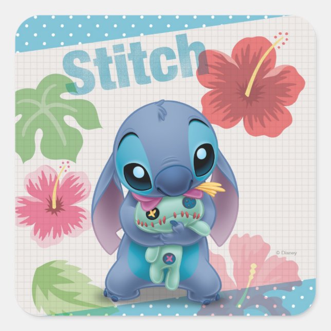 Sticker Carré Lilo & Stitch | Stitch & Scrump (Devant)