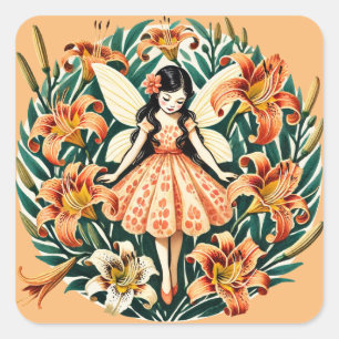 Sticker Carré Lily de tigre