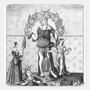 Sticker Carré L'image de Dame Astrology avec les Trois