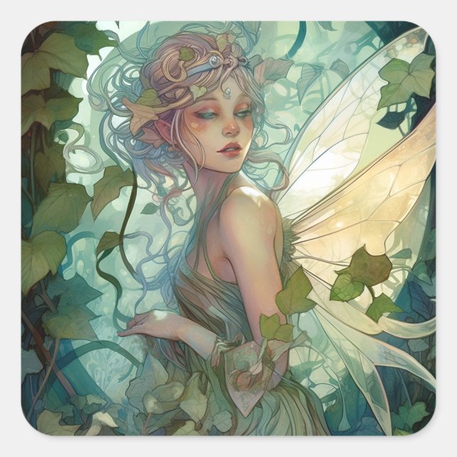 Sticker Carré L'Imaginaire Fairy Green Woodland (Devant)