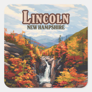 Sticker Carré Lincoln New Hampshire Franconia Falls Automne