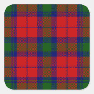 Sticker Carré Lindsay tartan rouge vert plaid