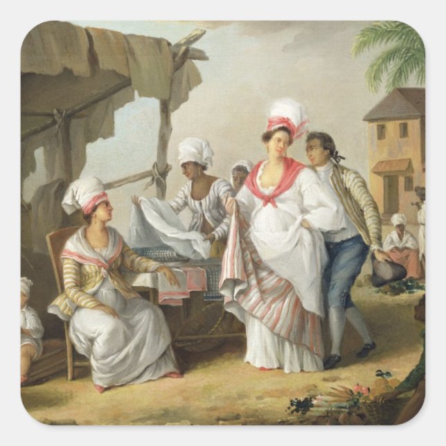 Sticker Carré Linen Market, Roseau, Dominique, c.1780 (huile sur (Devant)