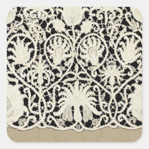 Sticker Carré Linge de dentelle mariage blanc classique jolie