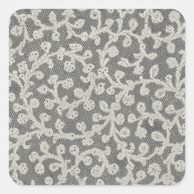 Sticker Carré Linge de dentelle mariage blanc classique jolie (Devant)