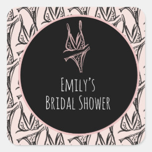 Sticker Carré Lingerie de fête de douche de mariage motif rose  