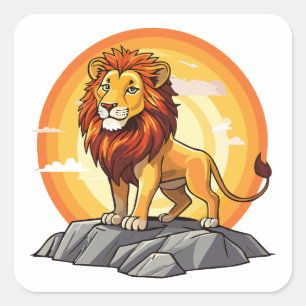 Sticker Carré Lion