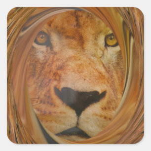 Sticker Carré Lion Abstrait Safari Art