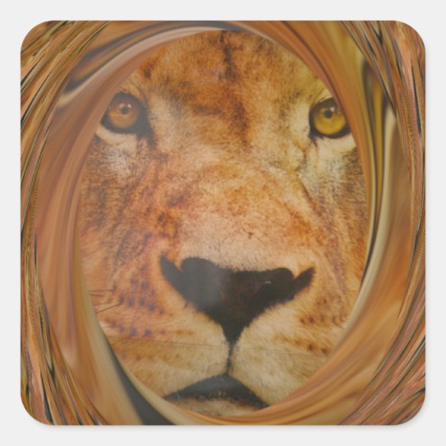 Sticker Carré Lion Abstrait Safari Art (Devant)
