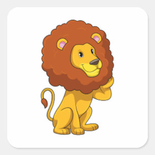 Sticker Carré Lion avec boucles