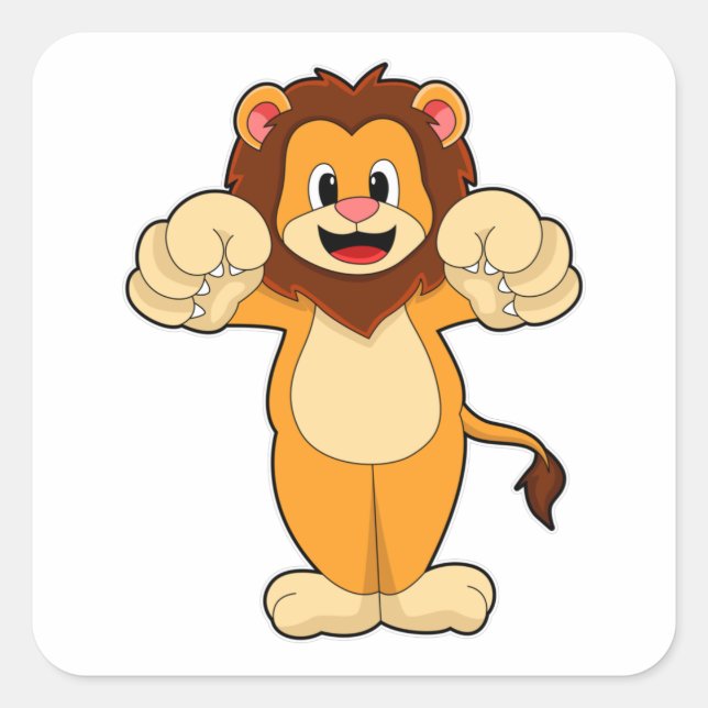 Sticker Carré Lion avec de grosses cales (Devant)