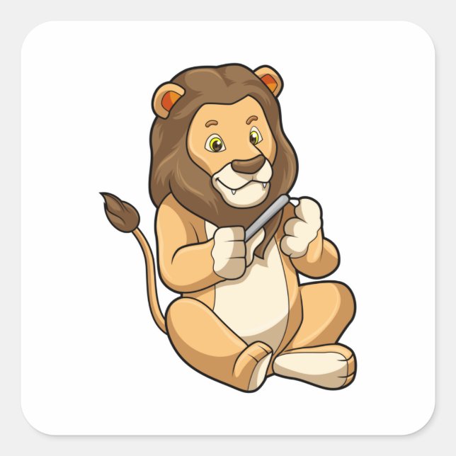 Sticker Carré Lion avec flèches à ongles (Devant)