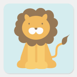 Sticker Carré Lion caricature