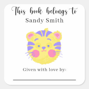 Sticker Carré Lion - Ce livre appartient avec message