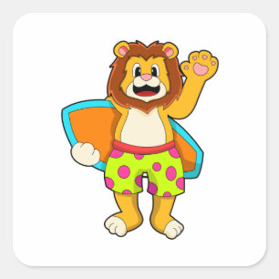 Sticker Carré Lion comme surfer avec Surfer