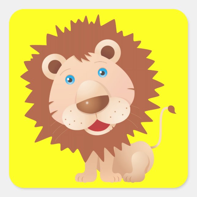 Sticker Carré Lion de cirque Cute Kawaii (Devant)