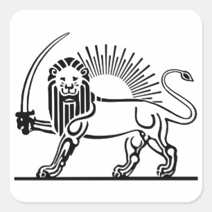 Sticker Carré Lion de l'Iran et Sun (Shir-O-Khorshid)