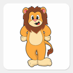 Sticker Carré Lion debout