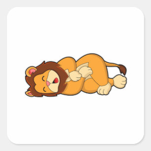 Sticker Carré Lion dormant