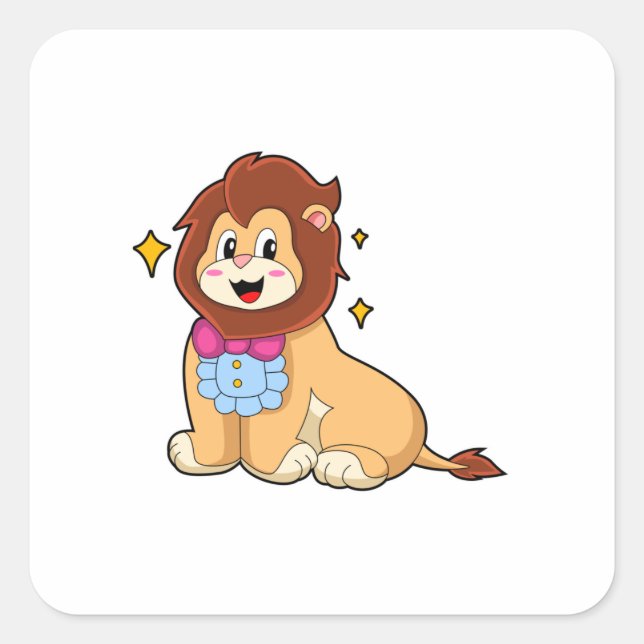 Sticker Carré Lion en Gentleman avec Cravate.PNG (Devant)